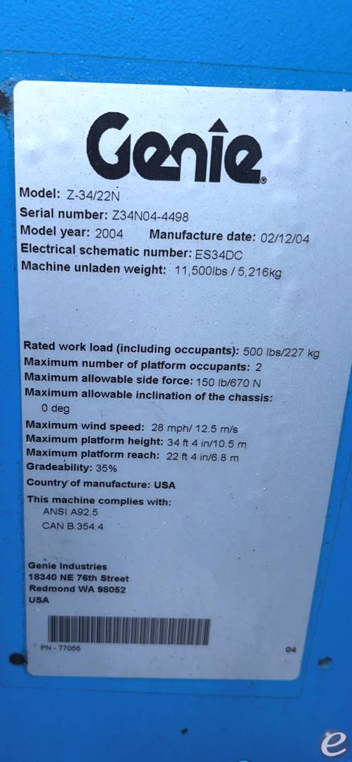 2004 Genie Z-34/22N