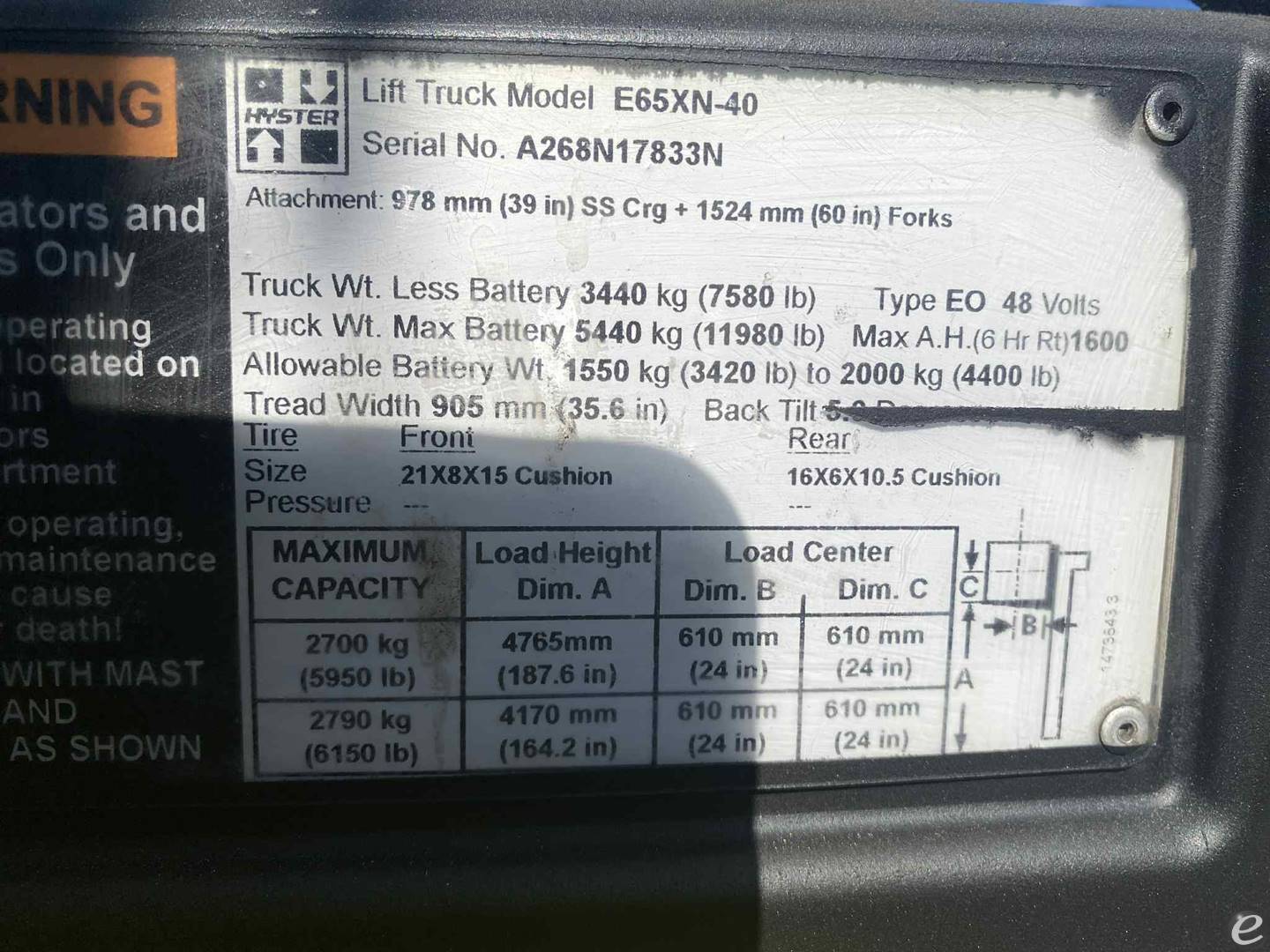 2015 Hyster E65XN