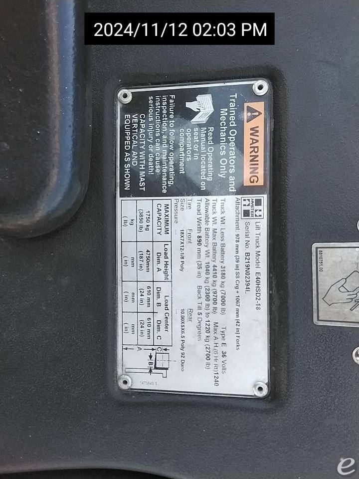 2013 Hyster E40HSD3