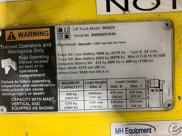 2012 Hyster W30ZR Electric Forklift - 123Forklift