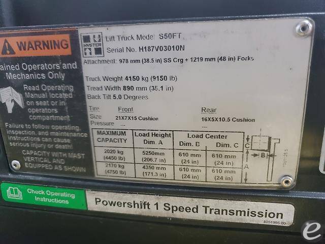 2015 Hyster S50FT LP Gas Forklift - 123Forklift