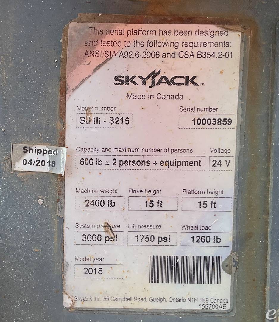 2018 Skyjack SJIII3215
