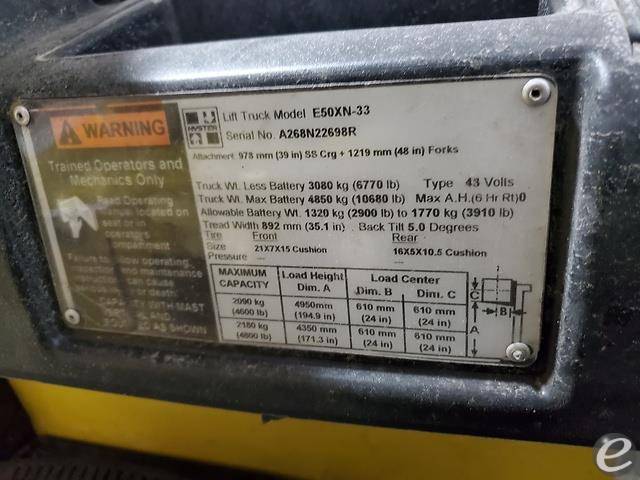 2017 Hyster E50XN Electric Forklift - 123Forklift
