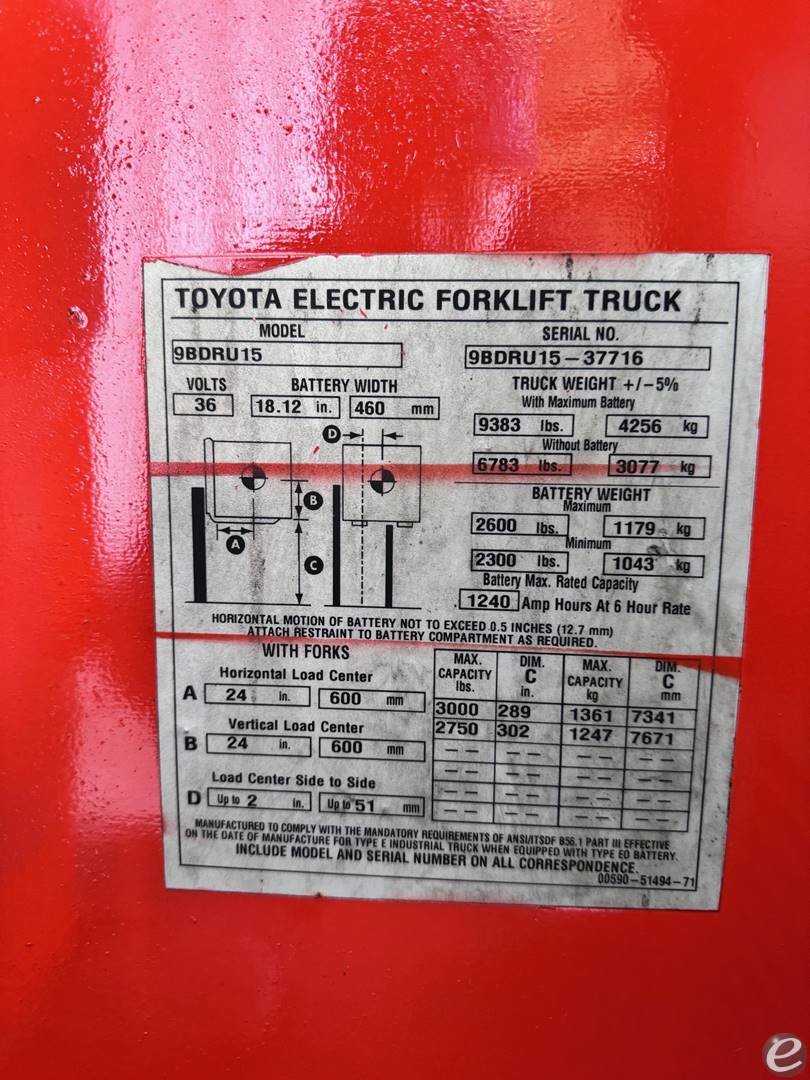 2017 Toyota 9BDRU15 Electric Reach Truck - 123Forklift