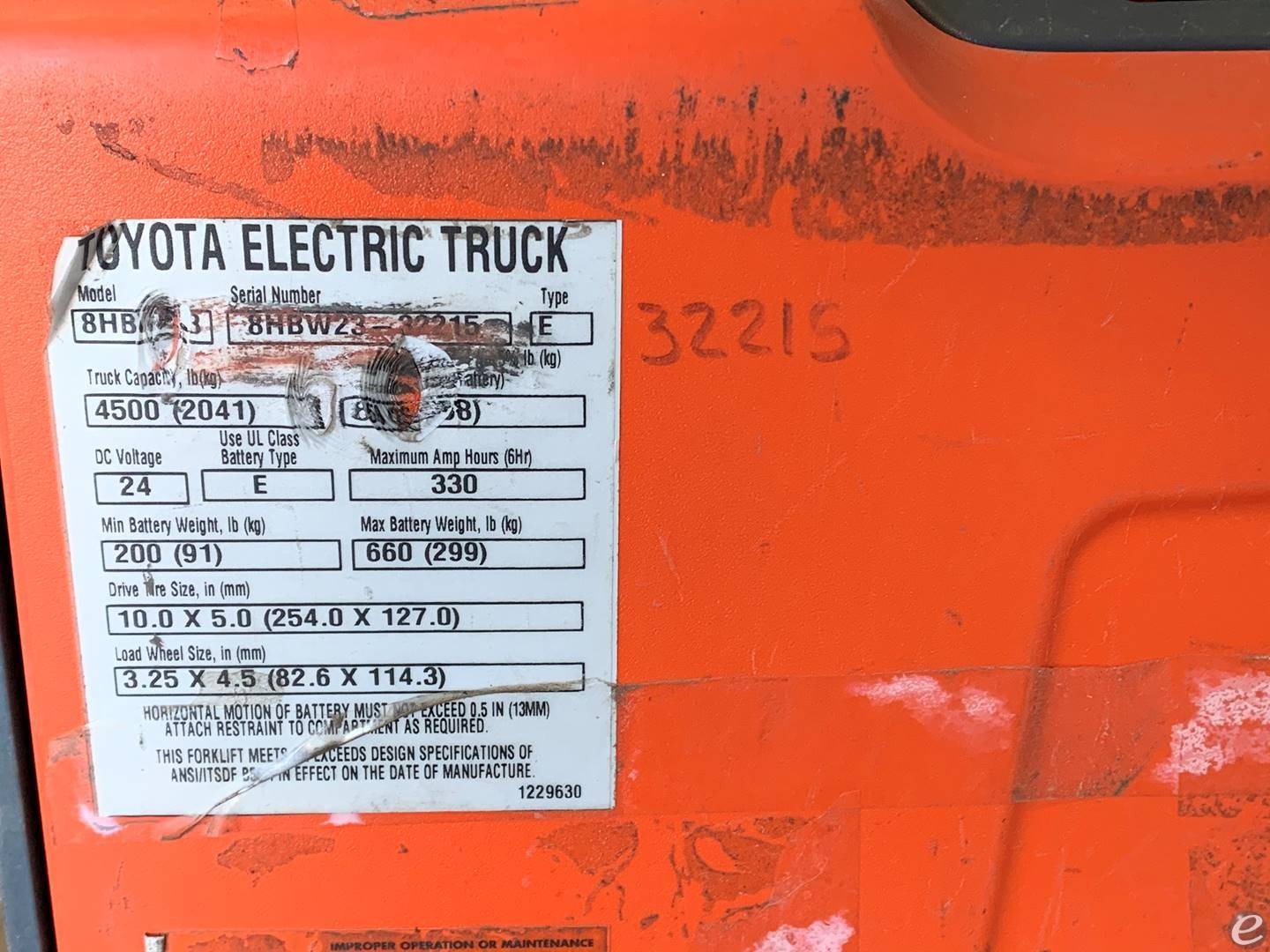 2018 Toyota 8HBW23 Electric Forklift - 123Forklift