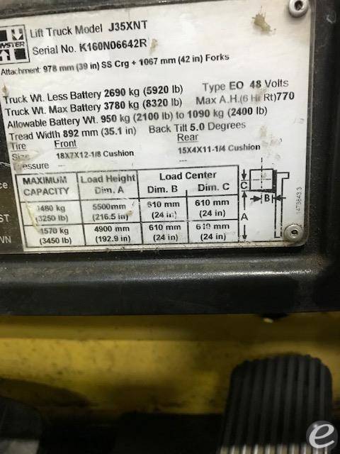 2017 Hyster J35XNT Electric Forklift - 123Forklift