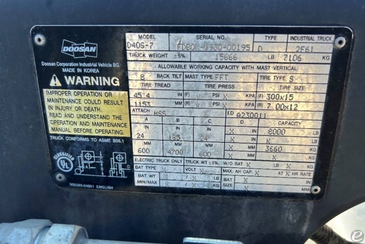 2016 Doosan D40S-7
