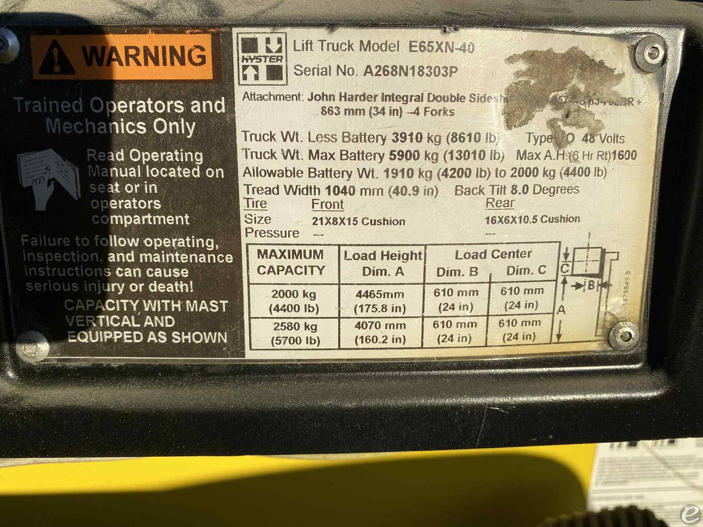 2016 Hyster E65XM