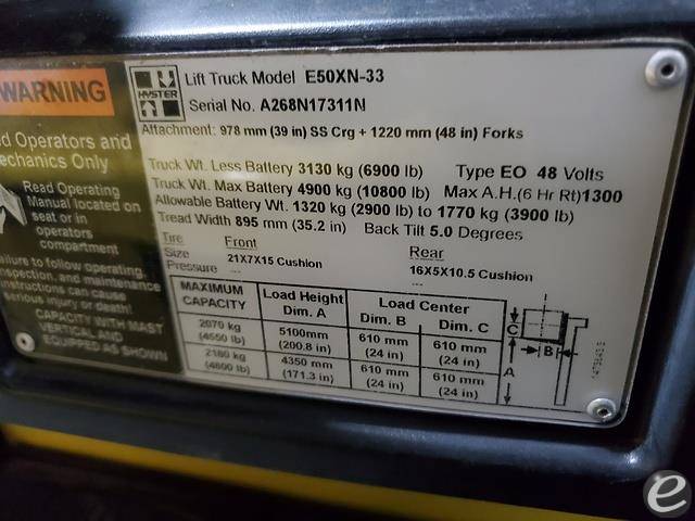 2015 Hyster E50XN Electric Forklift - 123Forklift