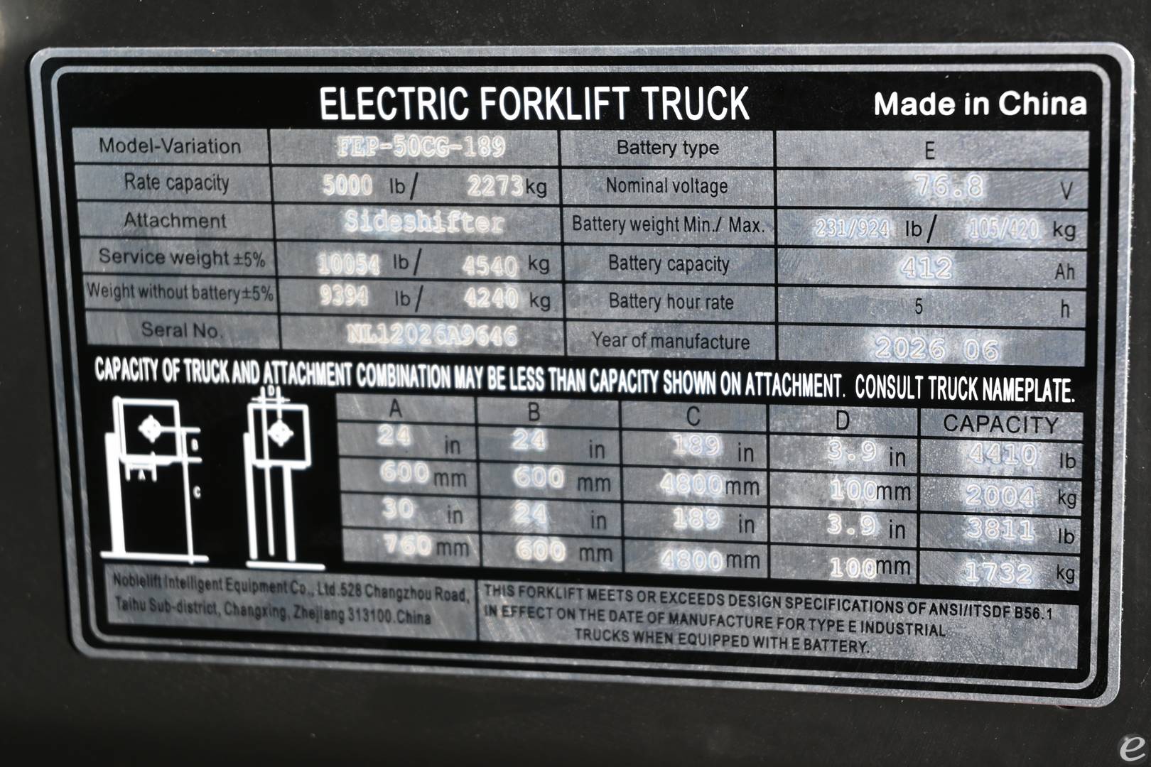2026 Noblelift FEP-50CG-189
