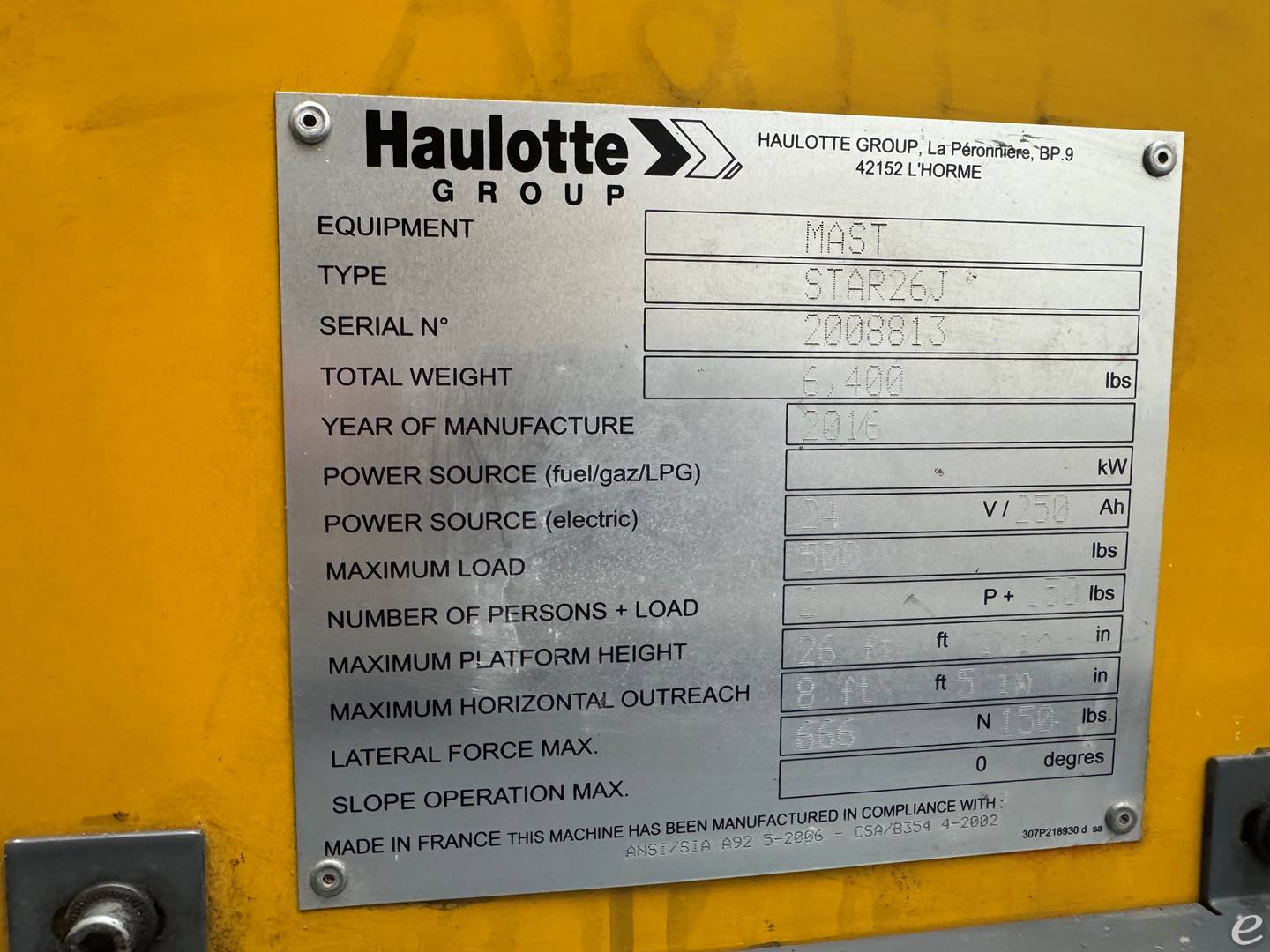 2016 Haulotte Group Star 26J