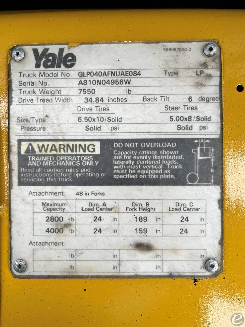 2001 Yale GLP040AFNUAE084