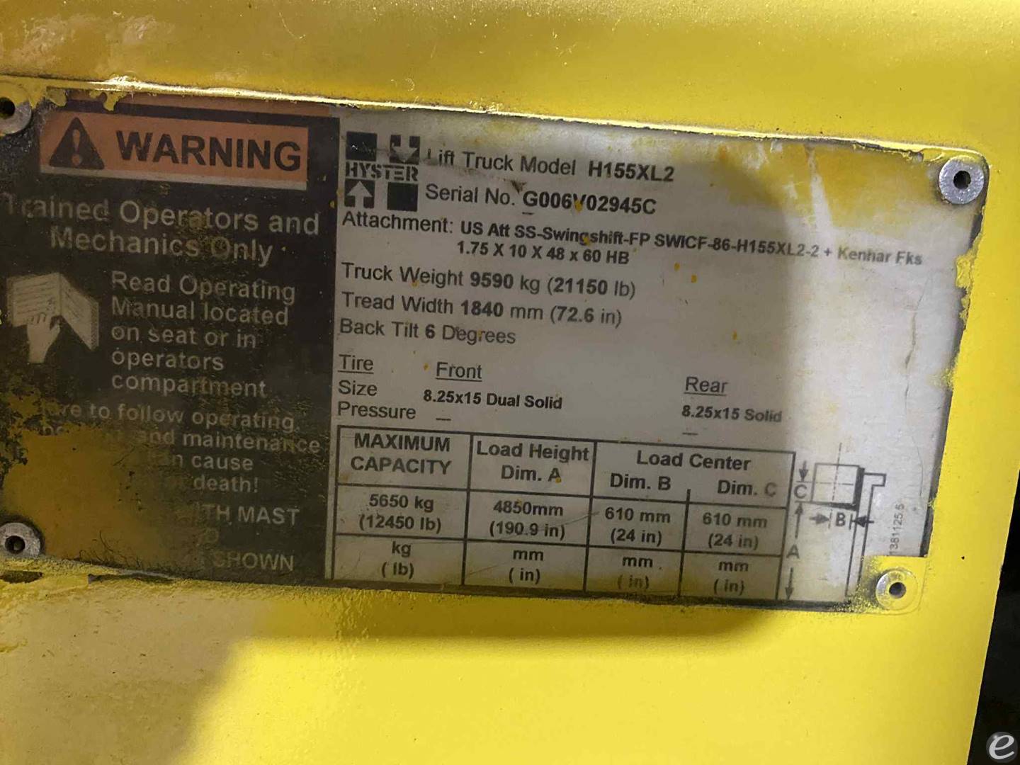 2005 Hyster H155XL2