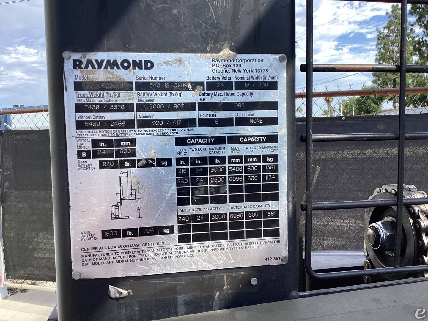 2012 Raymond 540-0PC30TT