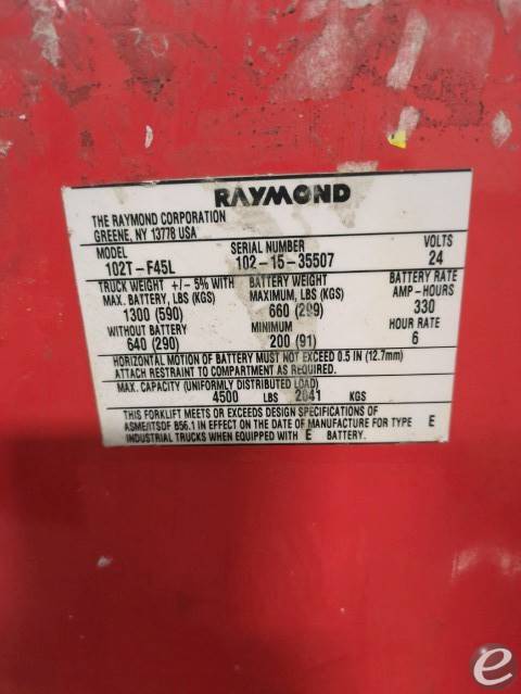 2015 Raymond 102T-F45L