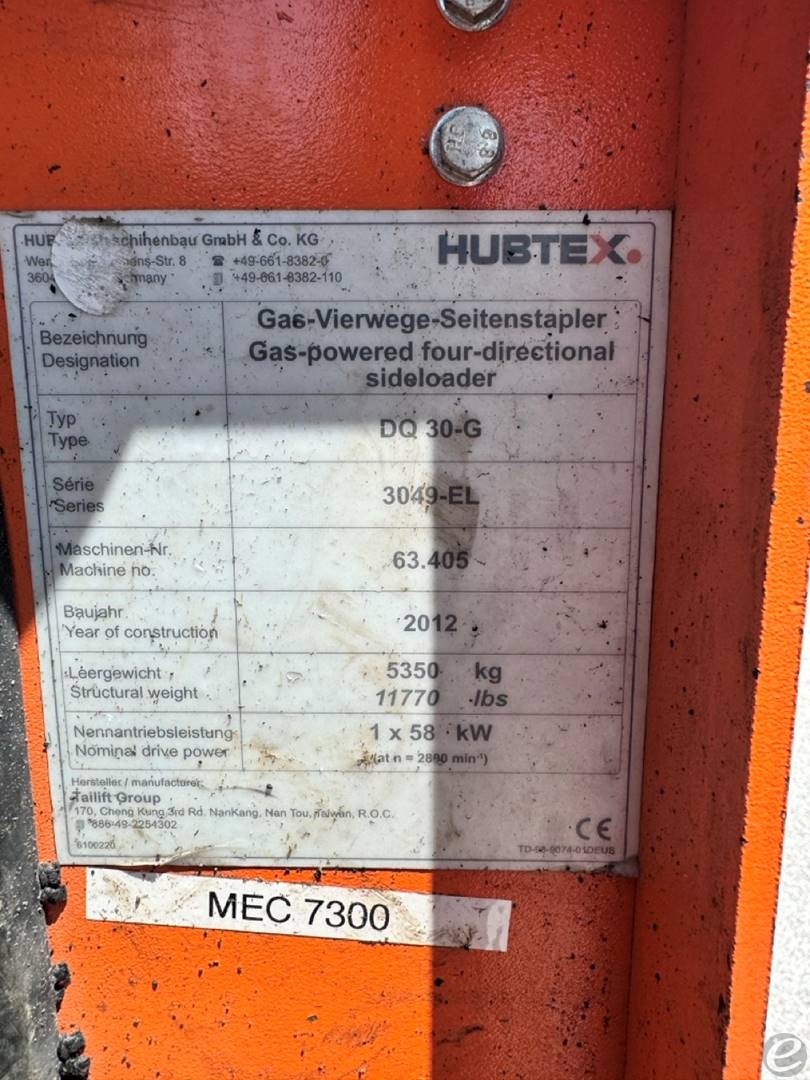 2012 Hubtex DQ30-G LP Gas Forklift - 123Forklift