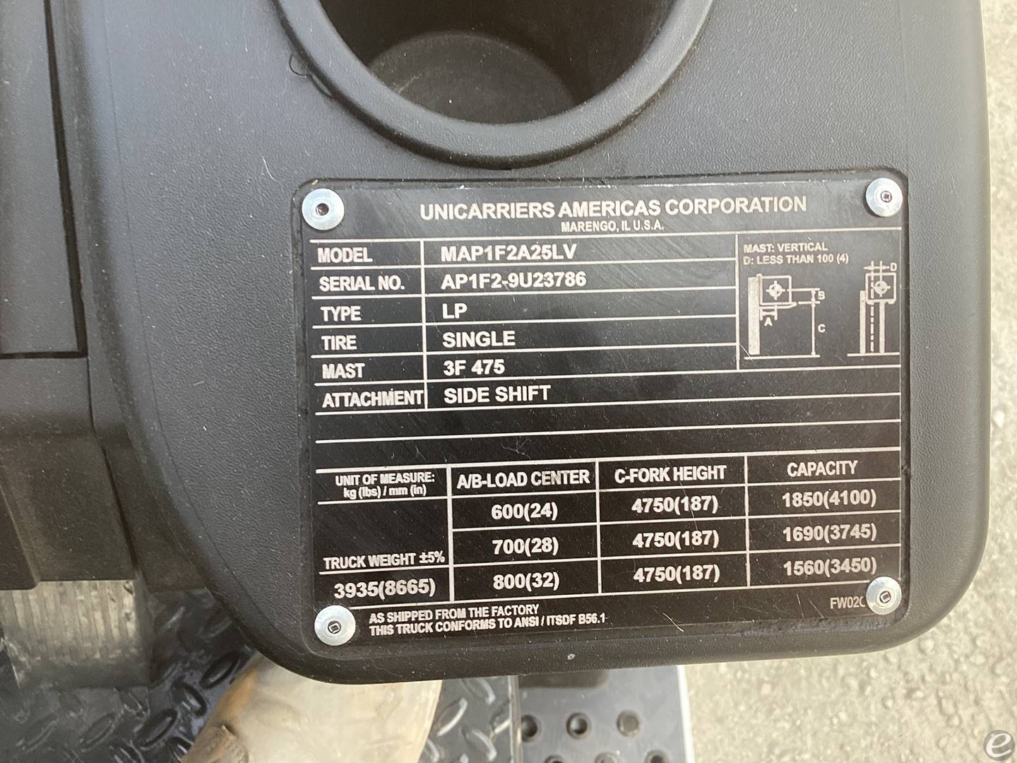 2018 Unicarriers MAP1F2A25LV