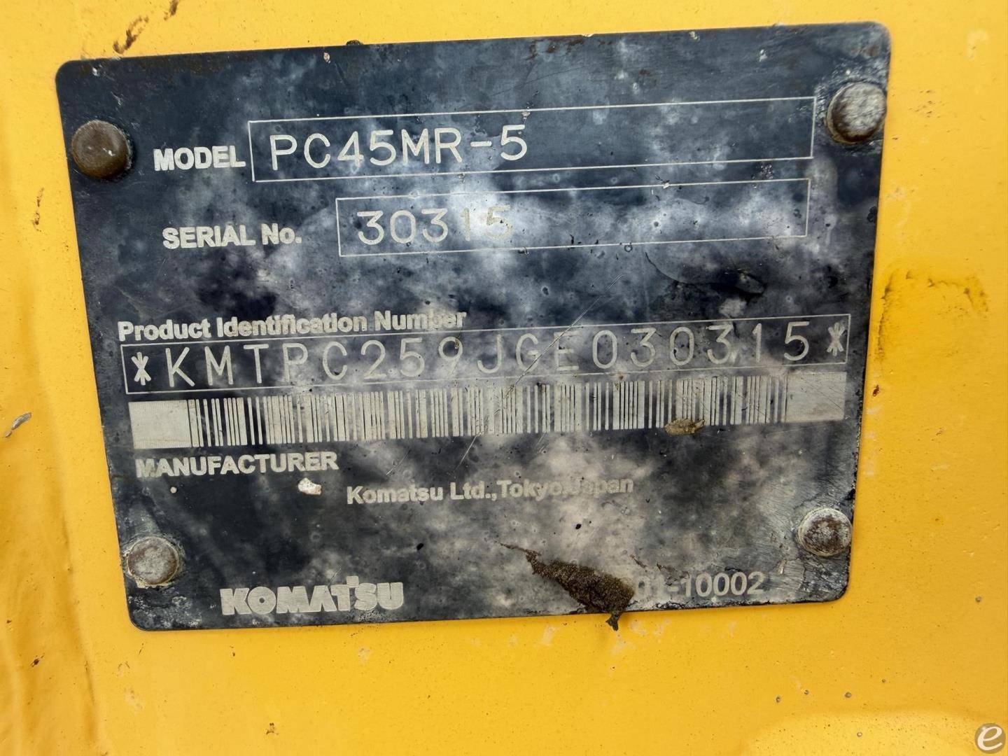 2016 Komatsu PC45MR-5