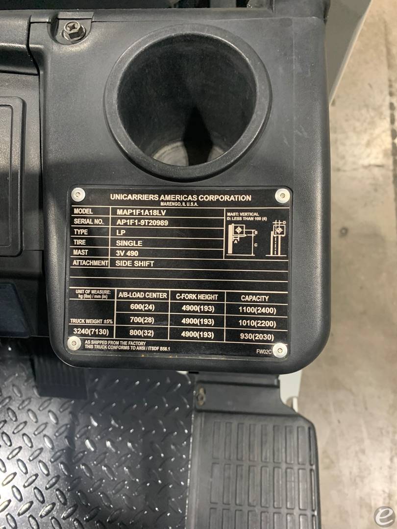 2019 Unicarriers MAP1F2A18LV  /  AF35LP LP Gas Forklift - 123Forklift