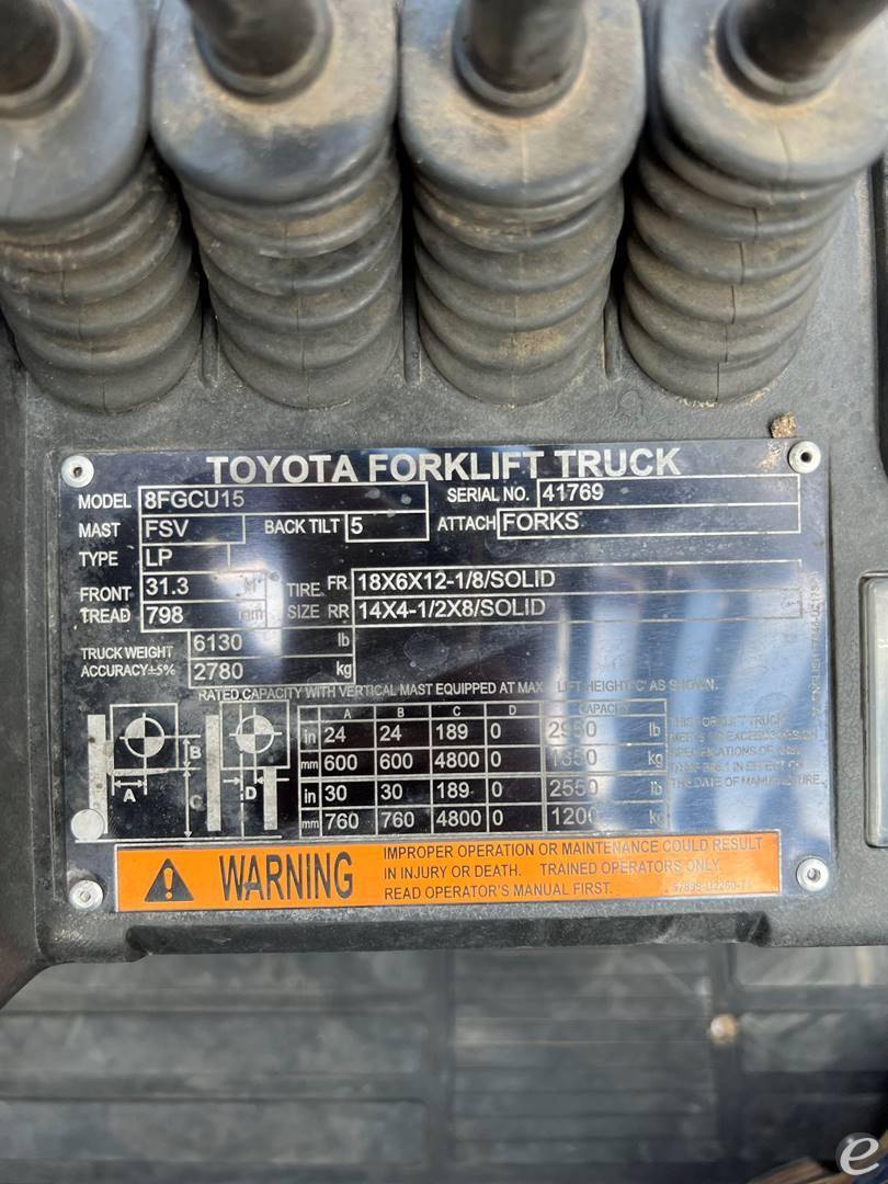 2019 Toyota 8FGCU15 LP Gas Forklift - 123Forklift