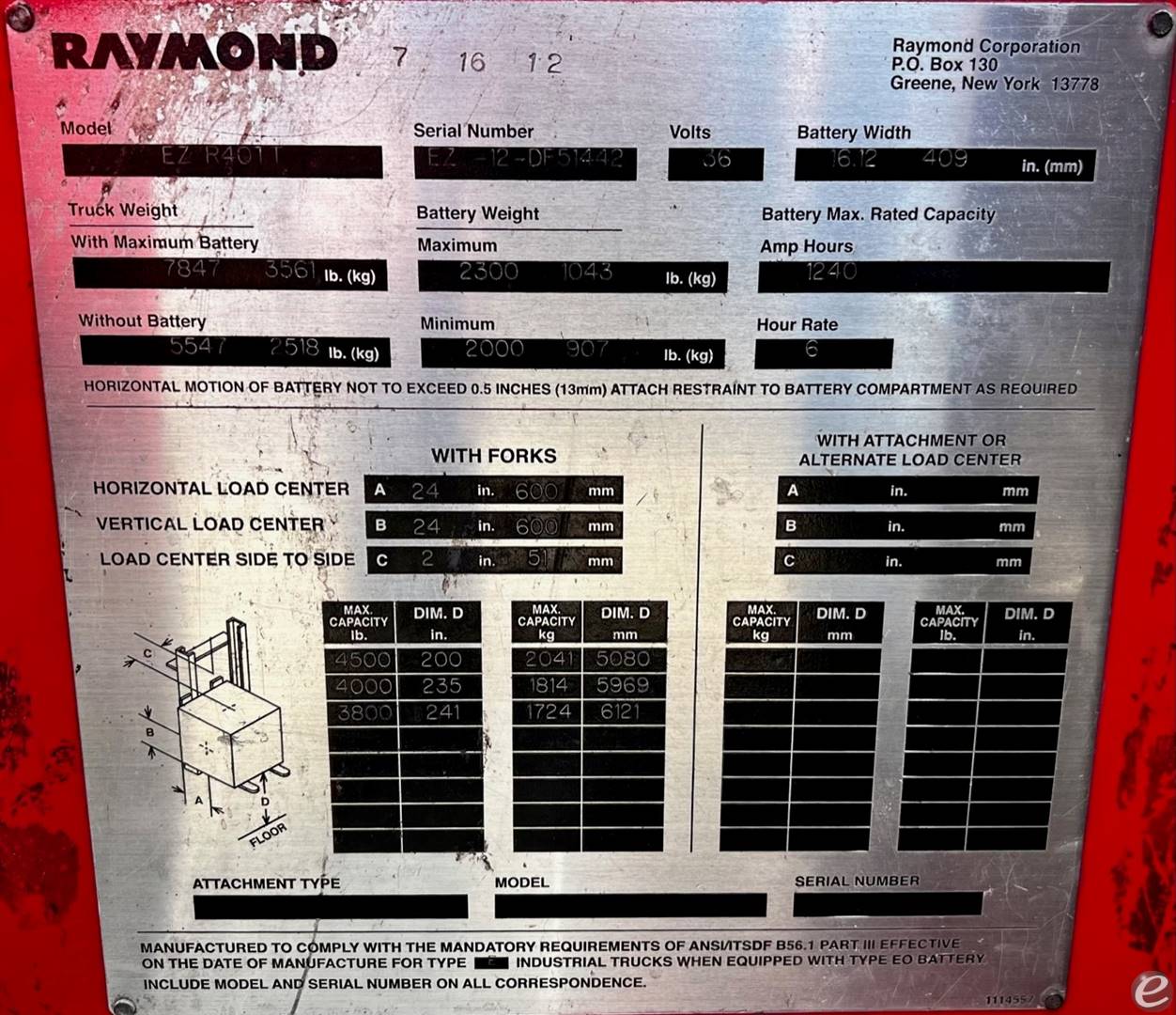 2012 Raymond EZ R40TT Electric Reac...