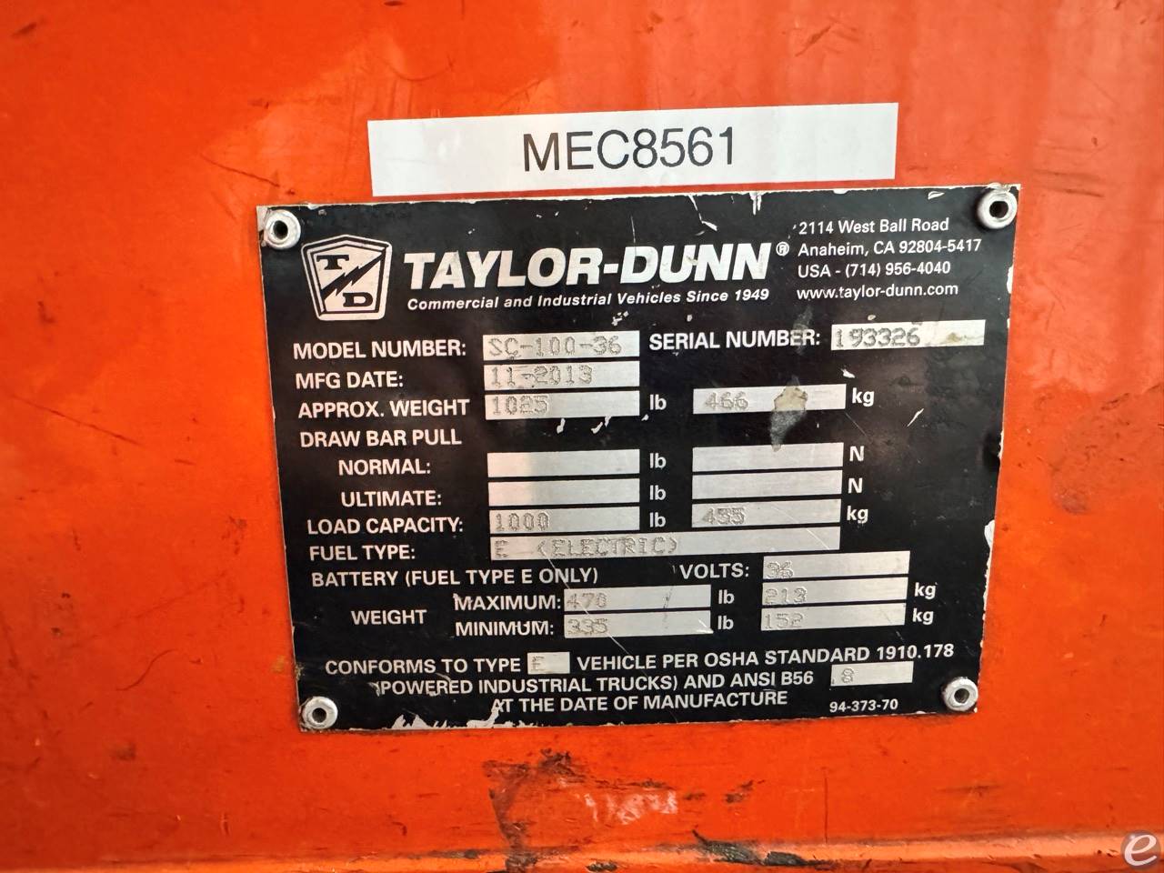 2013 Taylor Dunn SC-100-36