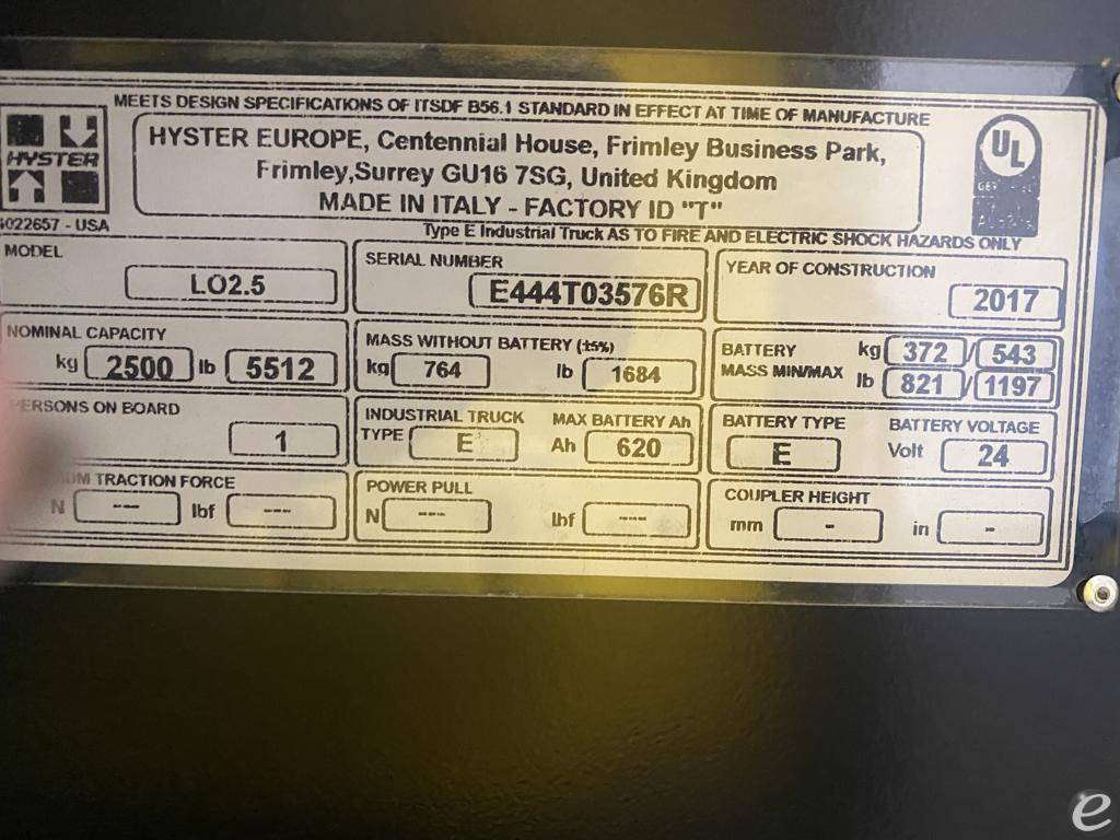2017 Hyster L02.5