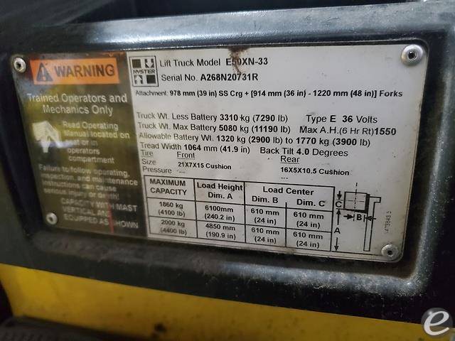 2017 Hyster E50XN Electric Forklift - 123Forklift