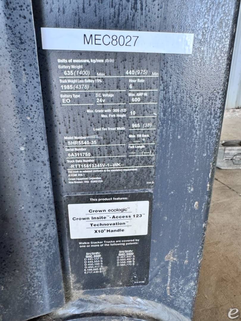 2013 Crown SHR5540-35 Electric Forklift - 123Forklift