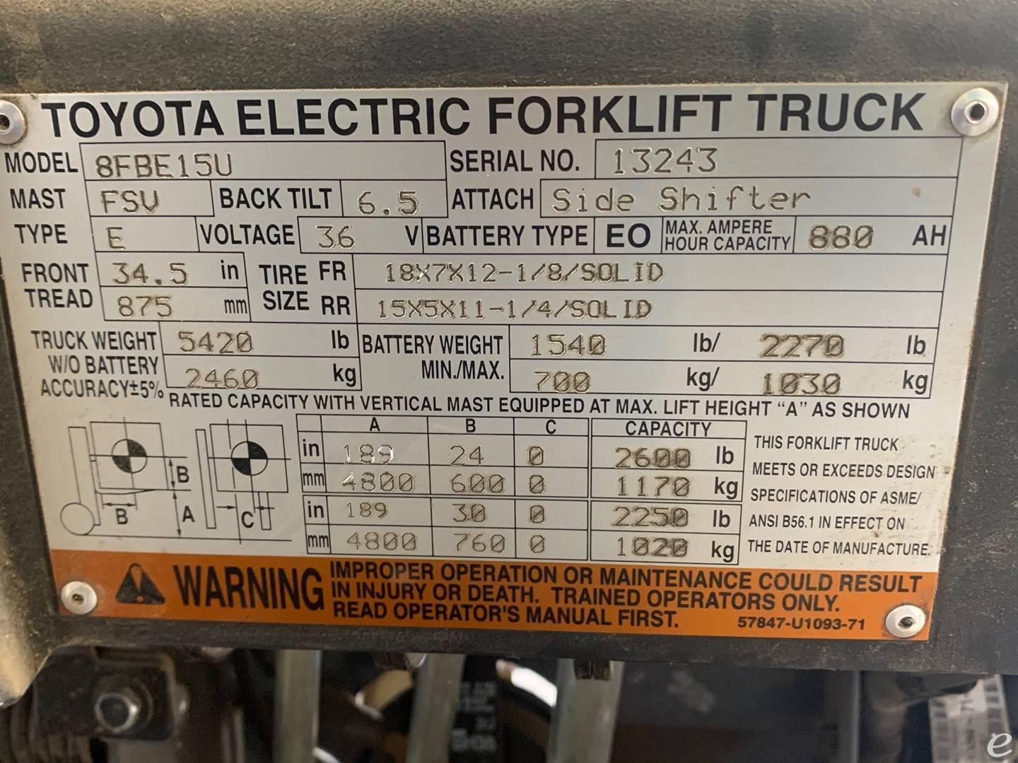 2017 Toyota 8FBE15U Electric Forkli...