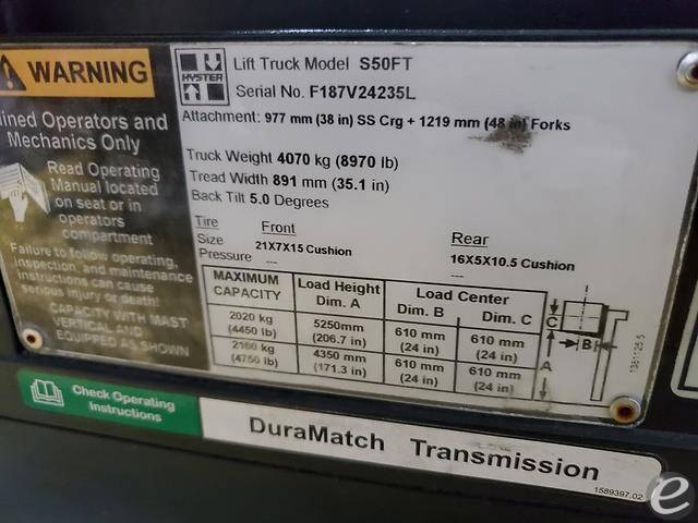 2013 Hyster S50FT LP Gas Forklift - 123Forklift