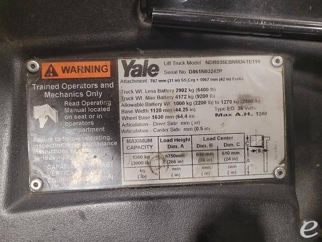 2016 Yale NDR035EB Electric Reach Truck - 123Forklift