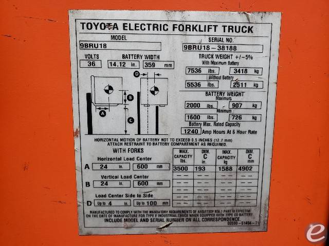 2018 Toyota 9BRU18