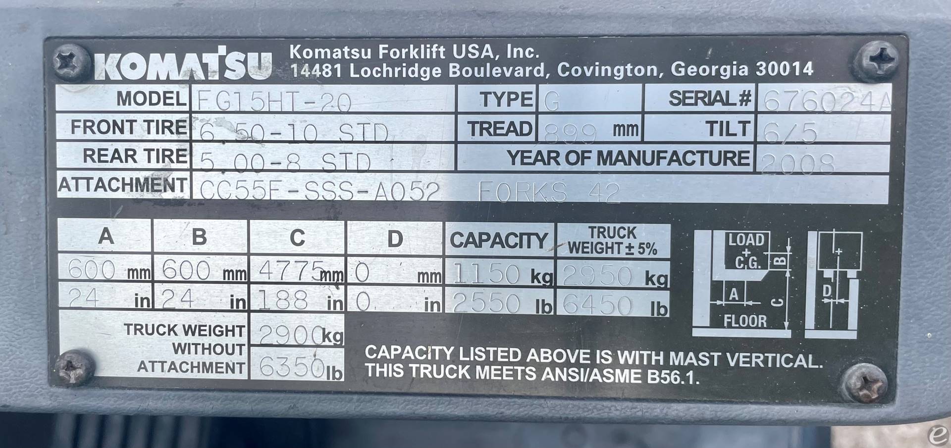 2008 Komatsu FG15HT-20 Gasoline For...