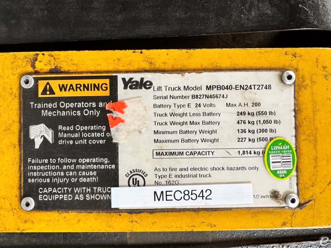 2011 Yale MPB040-EN24T2748