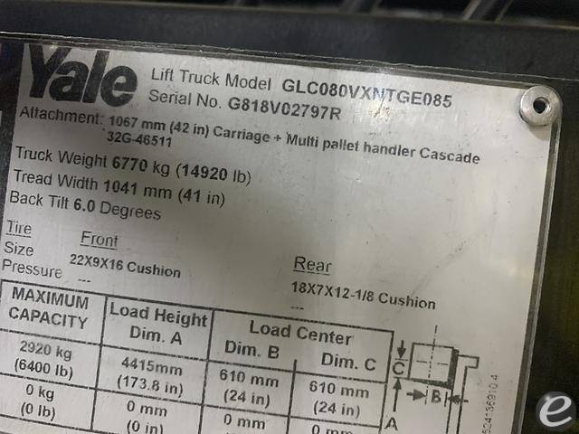 2017 Yale GC080VXBCS LP Gas Forklift - 123Forklift