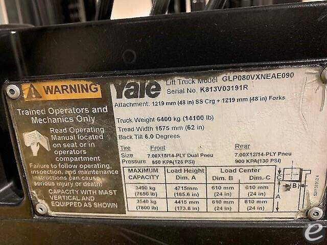 2017 Yale GP080VX LP Gas Forklift - 123Forklift