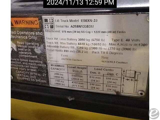 2014 Hyster E50XN Electric Forklift - 123Forklift