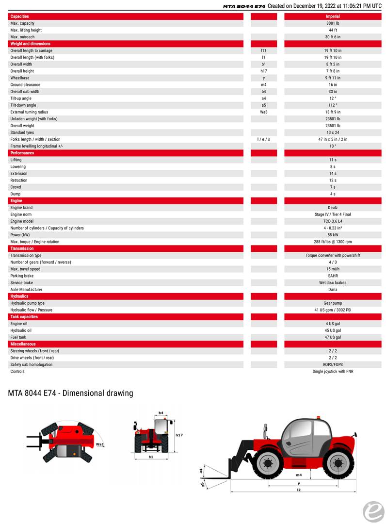 2020 Manitou MTA8044