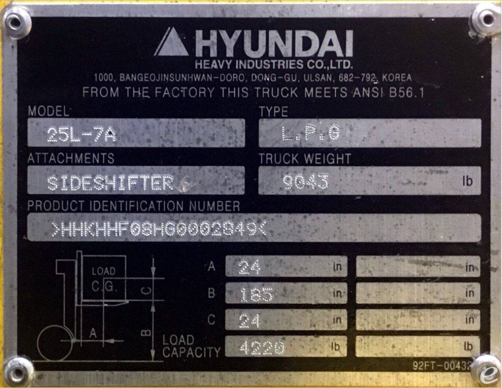 2016 Hyundai 25L-7A