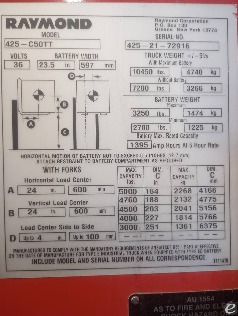 2021 Raymond 425-C50TT