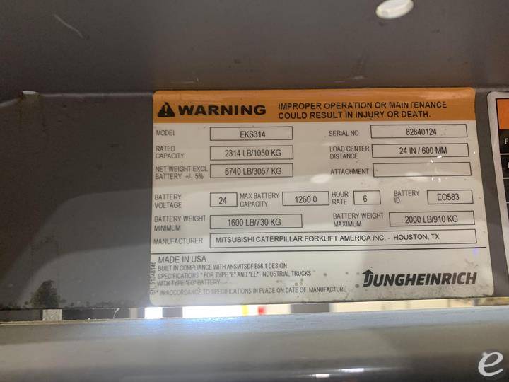 2017 Jungheinrich EKS 314