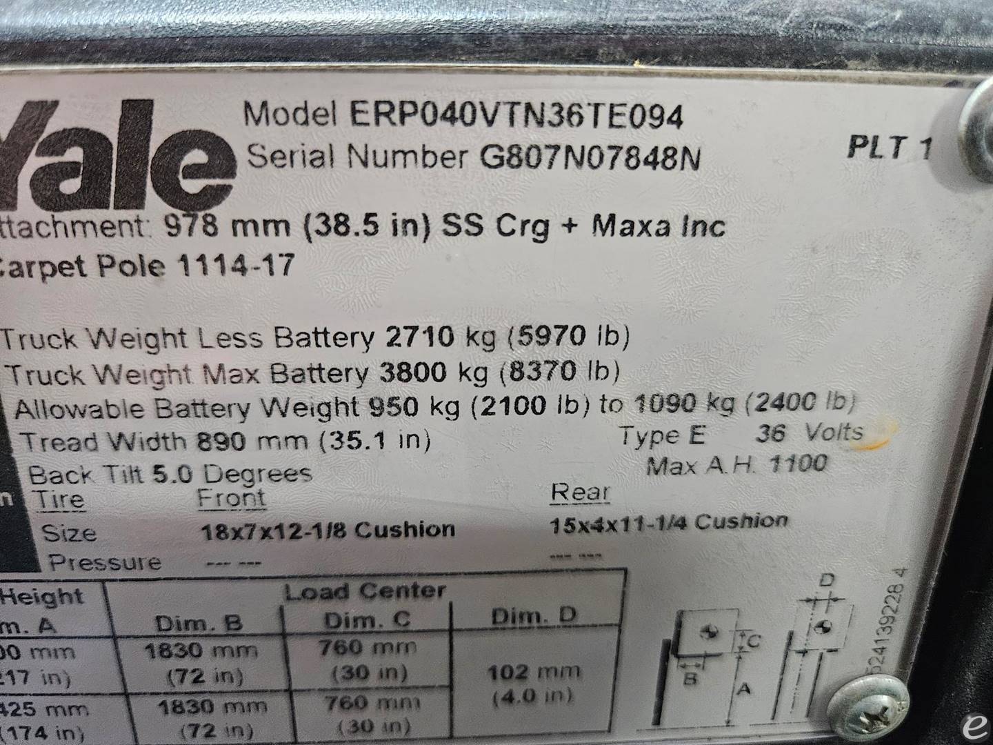 2015 Yale ERP040VT