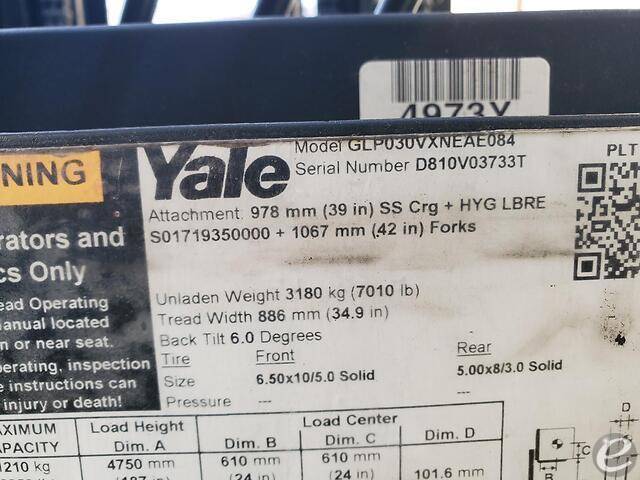 2019 Yale GP030VX Pneumatic Tire Forklift - 123Forklift