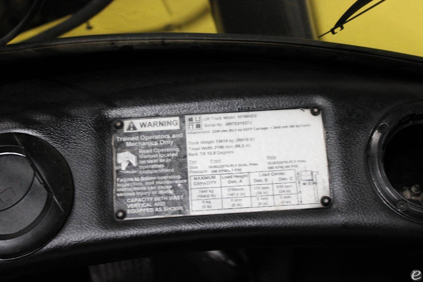 2011 Hyster H190HD2