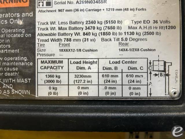 2017 Hyster E30XN Electric Forklift - 123Forklift