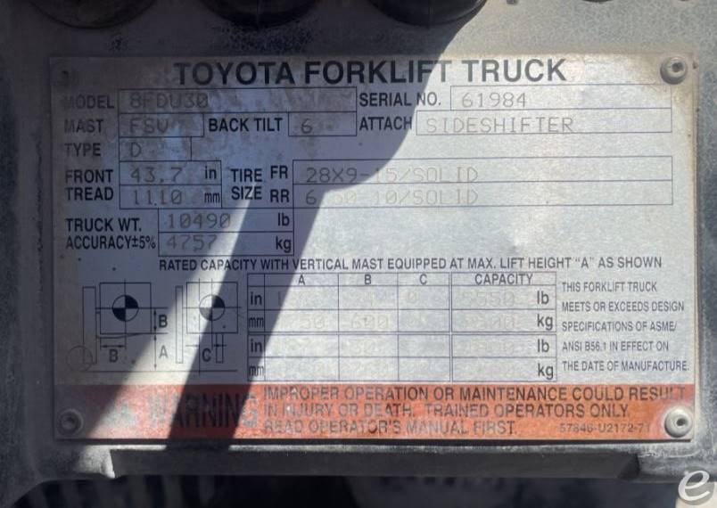 2016 Toyota 8FDU30