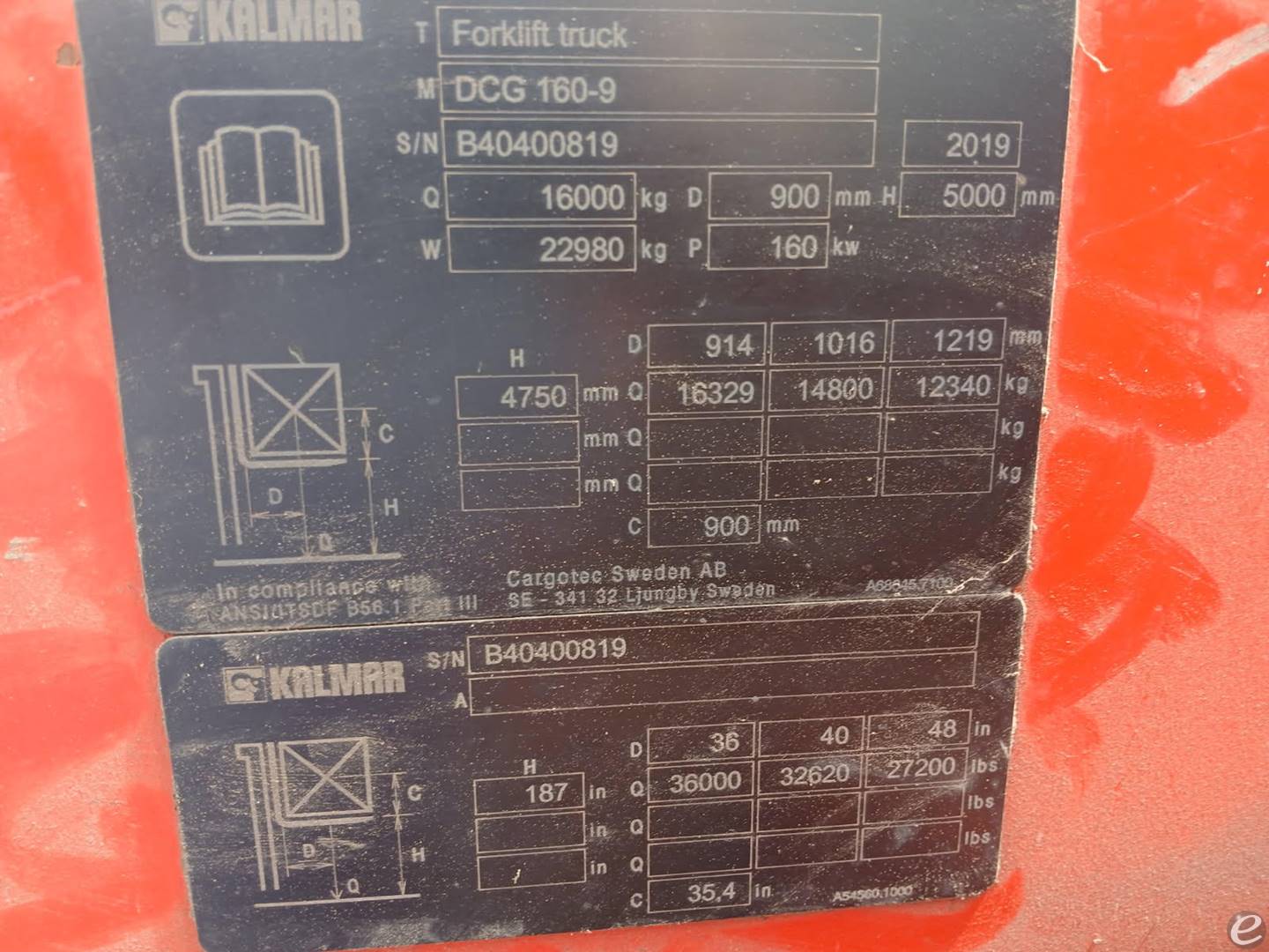 2019 Kalmar DCG160-900