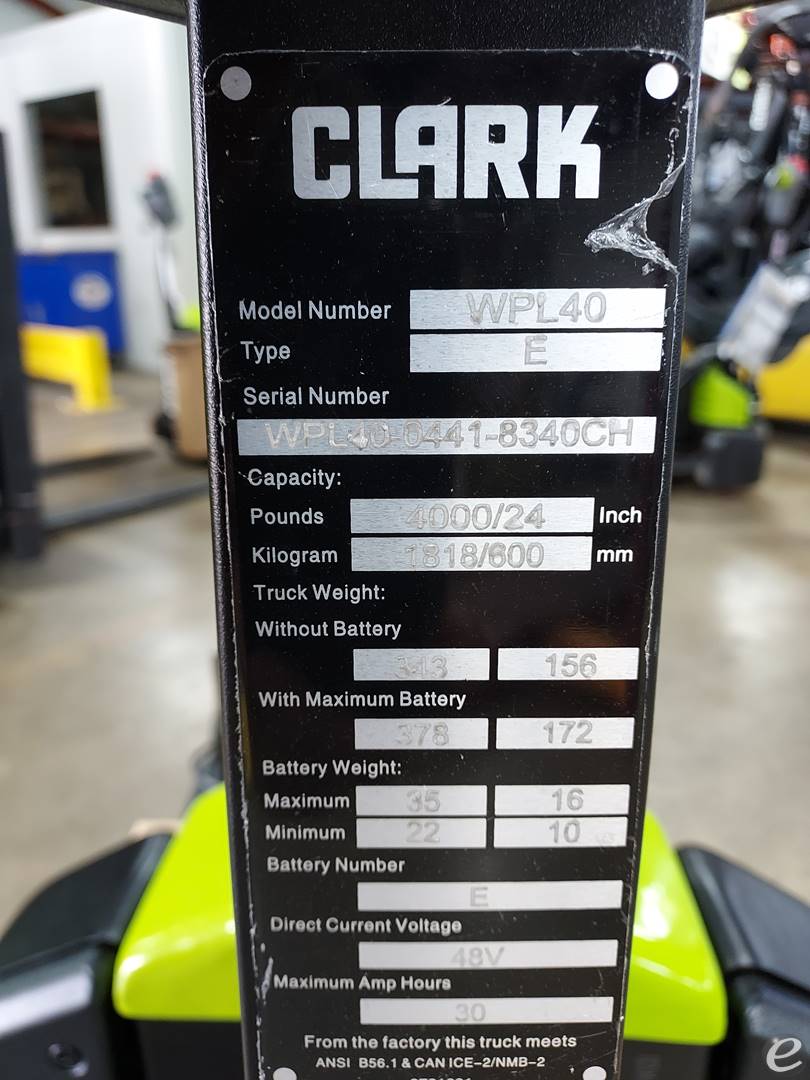 2023 Clark WPL40 Electric Forklift - 123Forklift
