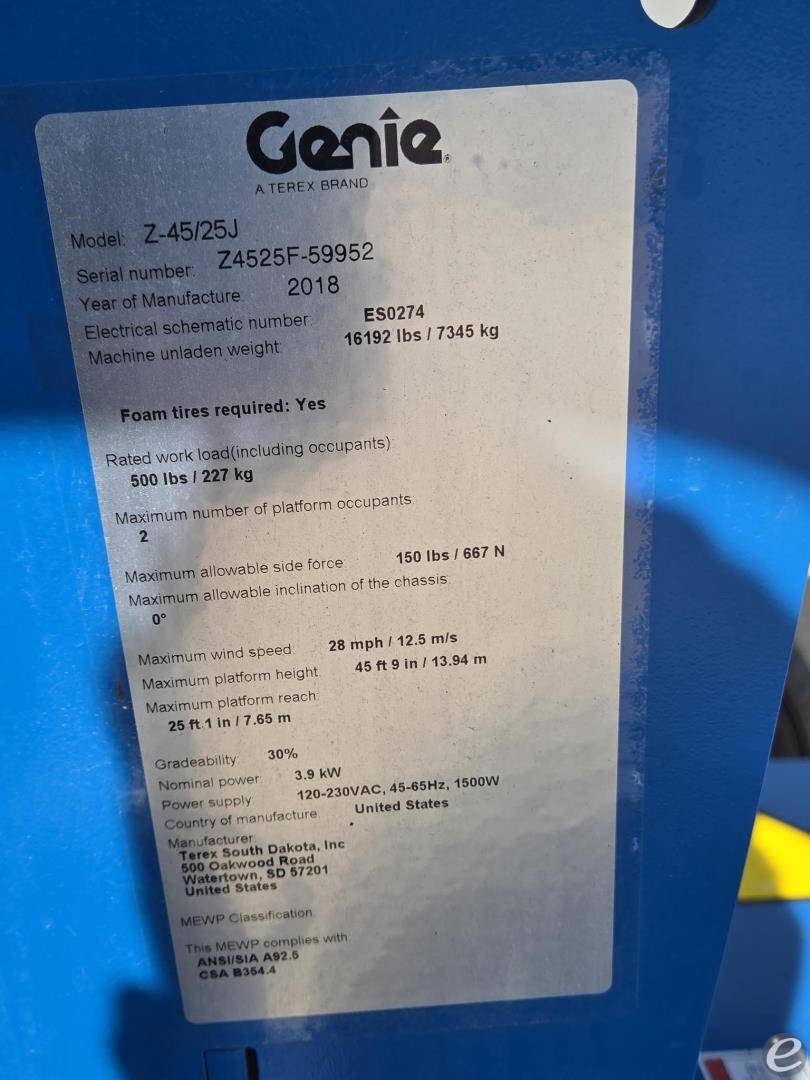 2018 Genie Z45/25JDC